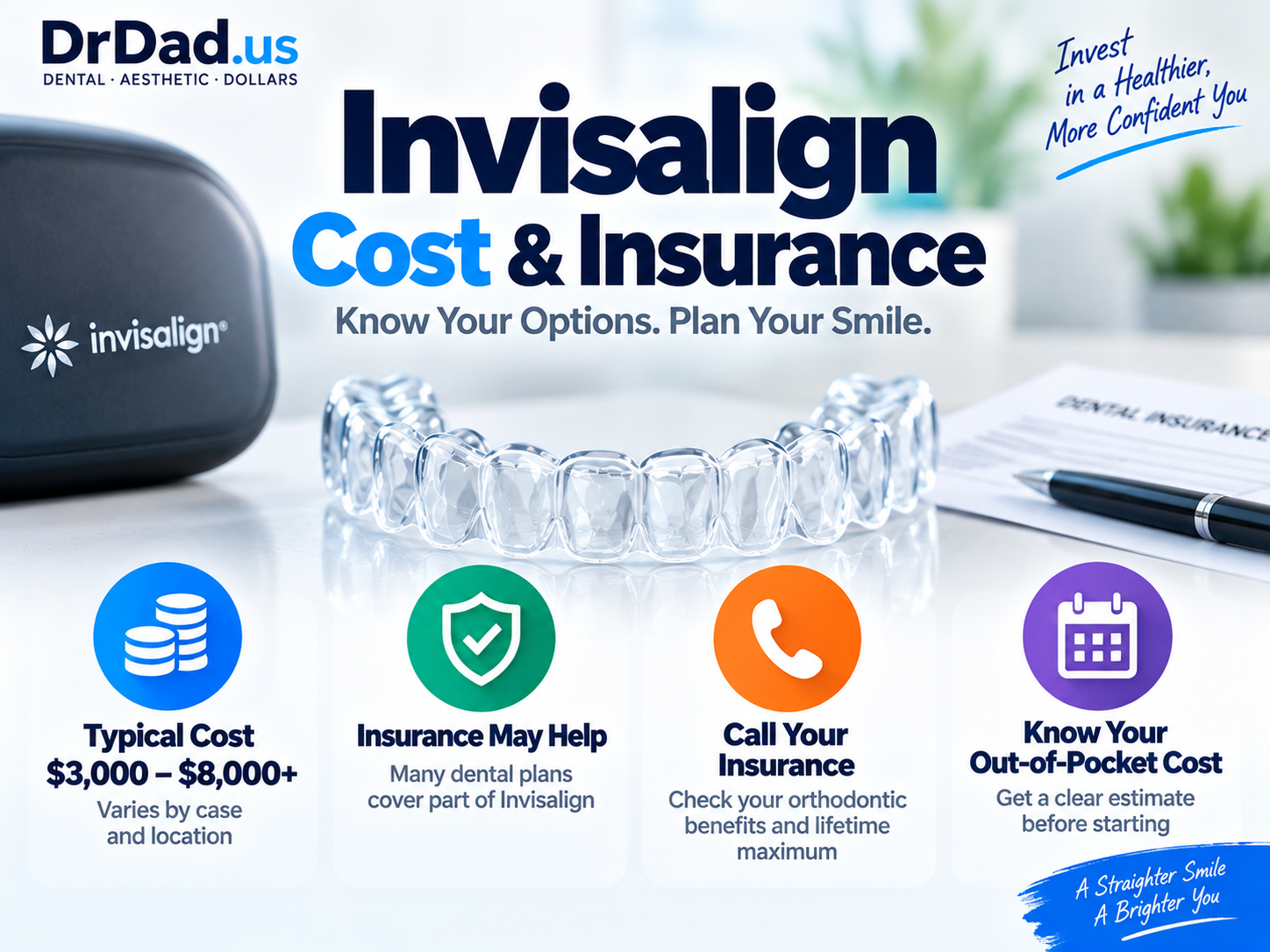 Invisalign cost and dental insurance infographic
